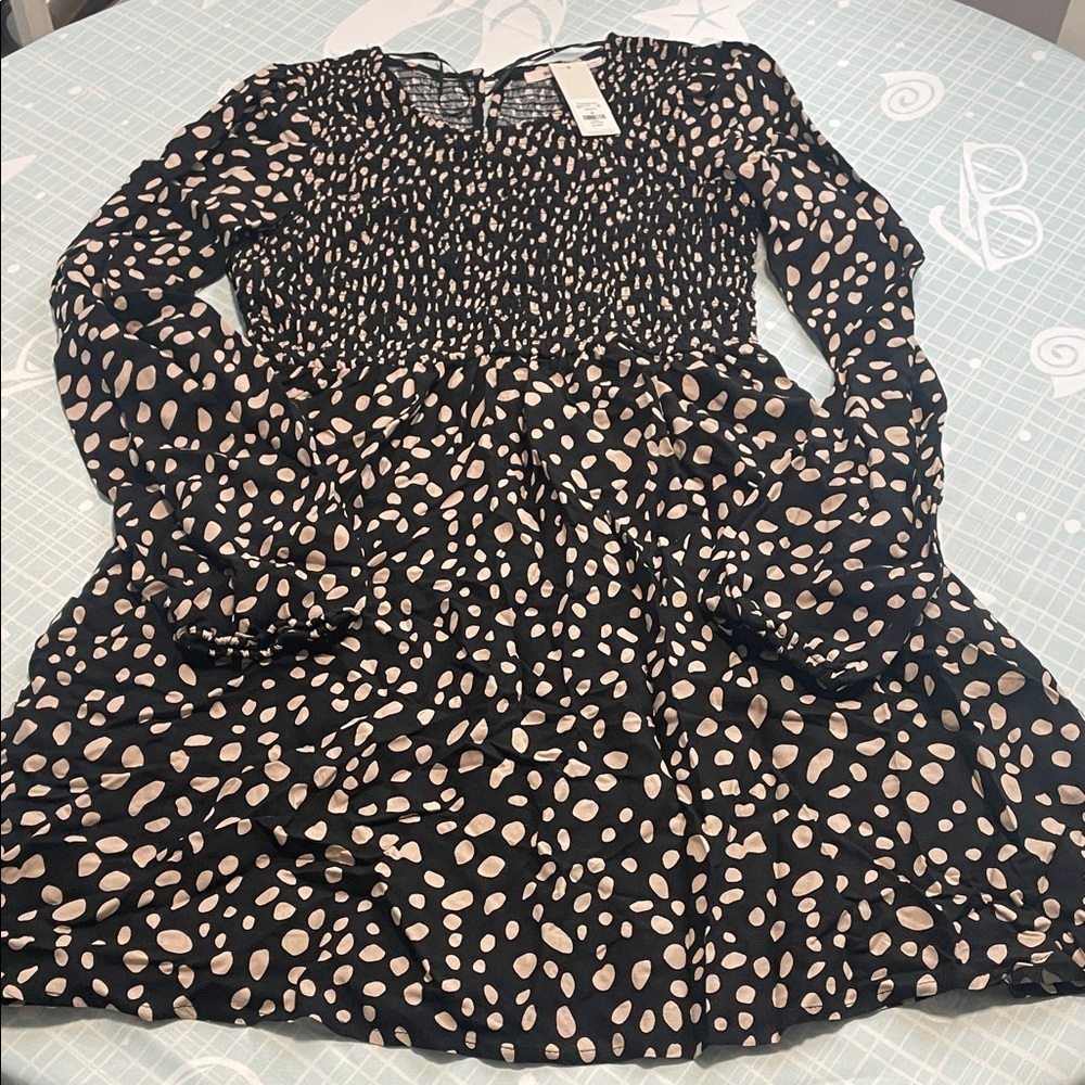 Francesca's Collections Black and Tan Patterned dress